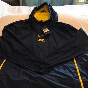 Nike, University of Michigan, team issued lightweight, hooded, pullover jacket